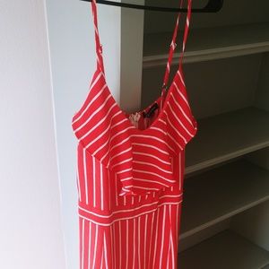 Darling Coral and White striped one piece jumpsuit